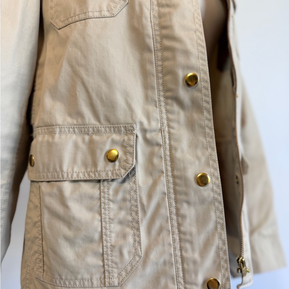 J. Crew Tan Utility Jacket with Gold Buttons - Picture 2 of 14